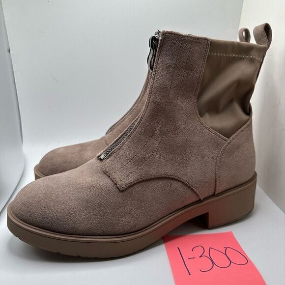 CUSHIONAIRE Women's zipper boot +Memory Foam 9.5 WIDE TAUPE - Picture 3 of 7